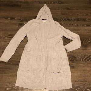 Tahari gray cotton and cashmere ribbed sweater